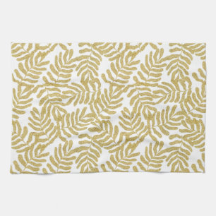 Gouden glitter abstract blad patroon theedoek