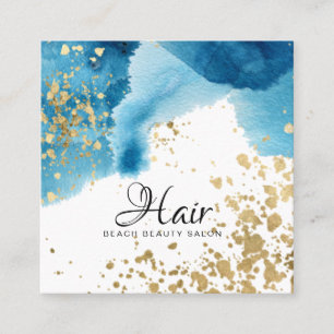 *~* Gouden Glitter Abstract Strand Blauwe Waterver Vierkante Visitekaartje