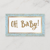Gouden Glitter Accents Baby Blauwe Luier Raffle Ka Informatiekaartje (Achterkant)
