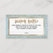 Gouden Glitter Accents Baby Blauwe Luier Raffle Ka Informatiekaartje (Voorkant)