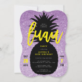 Gouden Glitter Ananas Luau Verjaardagsfeest Uitnod Kaart (Voorkant)