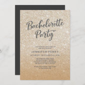 Gouden glitter Bachelorette Party Uitnodiging (Voorkant / Achterkant)