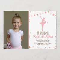 Gouden Glitter Ballet Dans Verjaardag Uitnodiging
