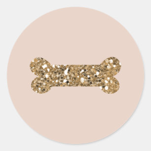 Gouden Glitter Beige Blush Pet Puppy Hondenbottenf Ronde Sticker