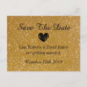 Gouden glitter Bewaar de datum bruiloft briefkaart