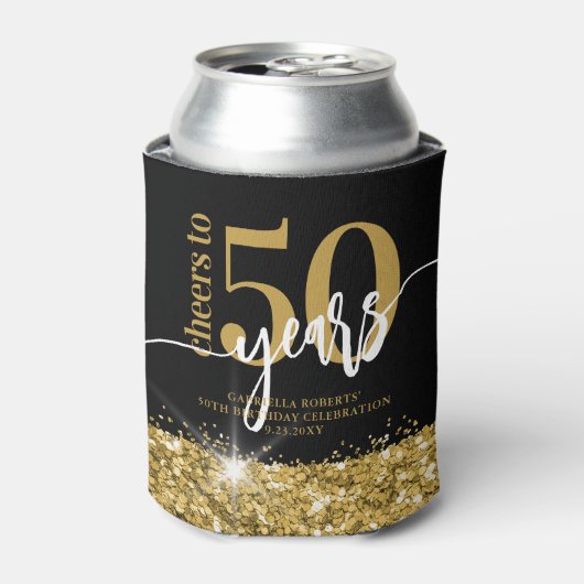 Gouden Glitter Birthday Favor Blikjeskoeler (Blikje Voorkant)