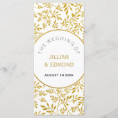 Gouden glitter bladeren patroon bruiloft programma (Voorkant)