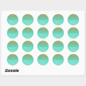 Gouden Glitter & Blauwgroen Aqua Glam Verjaardagsf Ronde Sticker (Vel)
