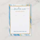 Gouden Glitter Blauwgroen Blauw Marmeren Sieraden Visitekaartje (Voorkant)