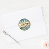 Gouden glitter blauwgroen opaal dank u sticker (Envelop)