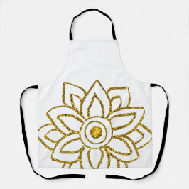 Gouden Glitter Bloem Poinsettia Jewel Wit Schort