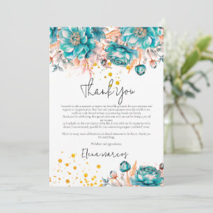 Gouden glitter bloemenfoto botanisch afstuderen bedankkaart