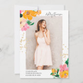 Gouden glitter bloemenfoto botanisch afstuderen kaart (Achterkant)