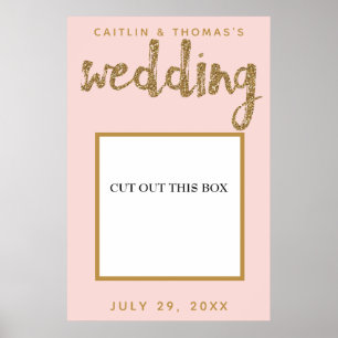 Gouden Glitter Blush Roze Huwelijksfoto Booth Prop Poster