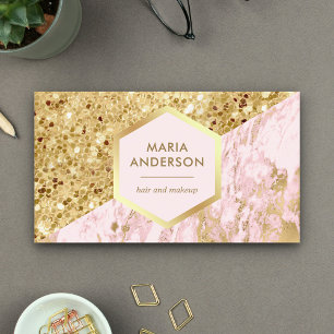 Gouden Glitter Blush Roze Marmer Grimeur Visitekaartje