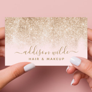 Gouden Glitter Blush Roze Moderne Visagist Visitekaartje