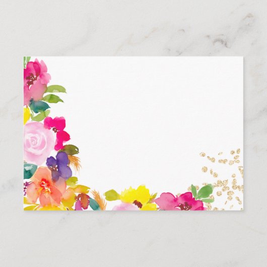 Gouden glitter boho vet bloemenbruiloft chique det informatiekaartje (Achterkant)