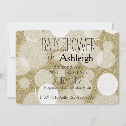 Gouden Glitter Bokeh baby shower Kaart (Voorkant)