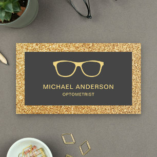 Gouden Glitter Bril Oogarts Optometrist Visitekaartje