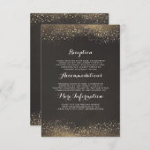 gouden glitter bruiloft informatie gast informatiekaartje (Voorkant / Achterkant)