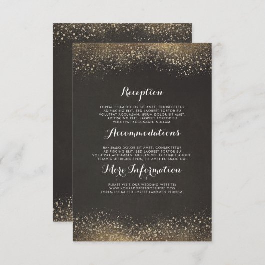 gouden glitter bruiloft informatie gast informatiekaartje (Voorkant / Achterkant)