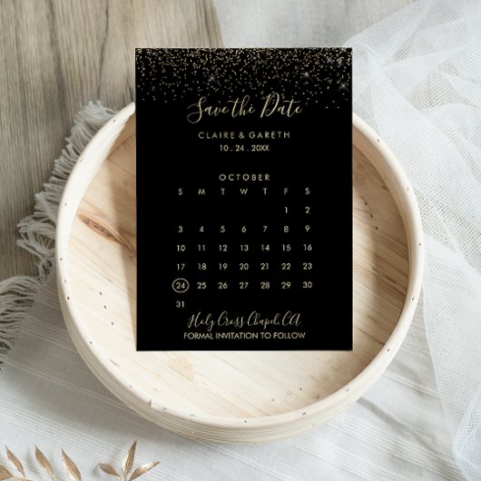 Gouden Glitter Bruiloft Save the Date Kalender