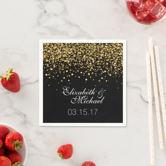 Gouden Glitter bruiloft servetten (Insitu)