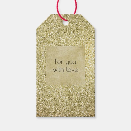 gouden glitter cadeaulabel (Voorkant)