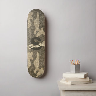 Gouden Glitter Camouflage Gepersonaliseerde Monogr Skateboard