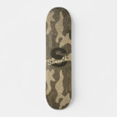 Gouden Glitter Camouflage Gepersonaliseerde Monogr Skateboard (Voorkant)