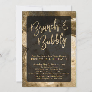 Gouden Glitter Champagne Brunch & Bubbly Handgesch Kaart