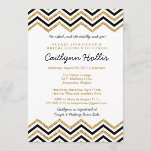Gouden glitter Chevron   Baby, Bruids of Verjaarda Kaart