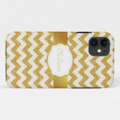 Gouden Glitter Chevron Monogram iPhone Case-Mate iPhone Case (Achterkant (horizontaal))