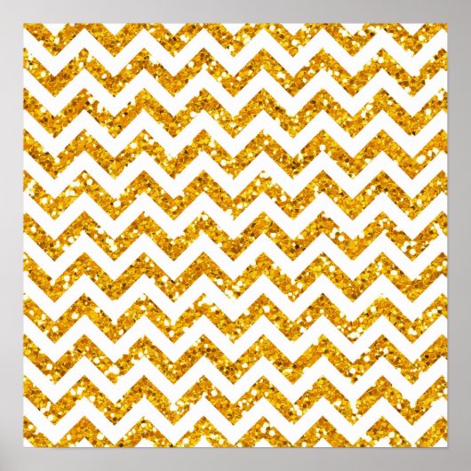 Gouden Glitter Chevron Patroon Poster (Voorkant)