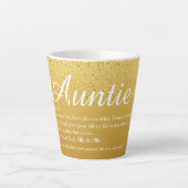 Gouden Glitter Chic Script Tante Tante Definitie Latte Mok (Voorkant)