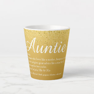 Gouden Glitter Chic Script Tante Tante Definitie  Latte Mok