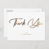Gouden Glitter Chic & Wit Bedankt Custom Briefkaart (Voorkant / Achterkant)