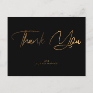 Gouden Glitter Chic Zwart Bedankt Custom Briefkaart