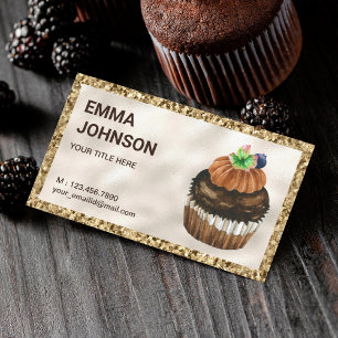 Gouden Glitter Chocolade Cupcake Banketbakkerij Ba Visitekaartje