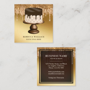 Gouden Glitter Chocolade Druppels Ijs Cake Bakkeri Vierkante Visitekaartje