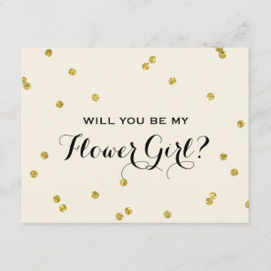 Gouden Glitter Confetti Bloemenmeisje Kaart