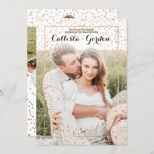 Gouden Glitter Confetti Border Fotocollage Wedding Kaart
