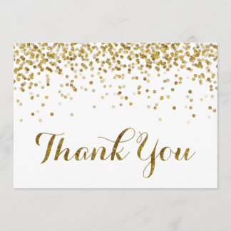 Gouden Glitter Confetti bruiloft bedankkaart