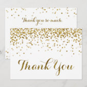 Gouden Glitter Confetti bruiloft bedankkaart (Voorkant / Achterkant)