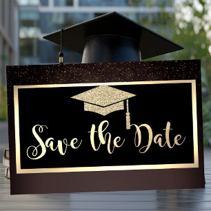 Gouden Glitter Confetti Bruine Afstudeerdatum Opsl Save The Date