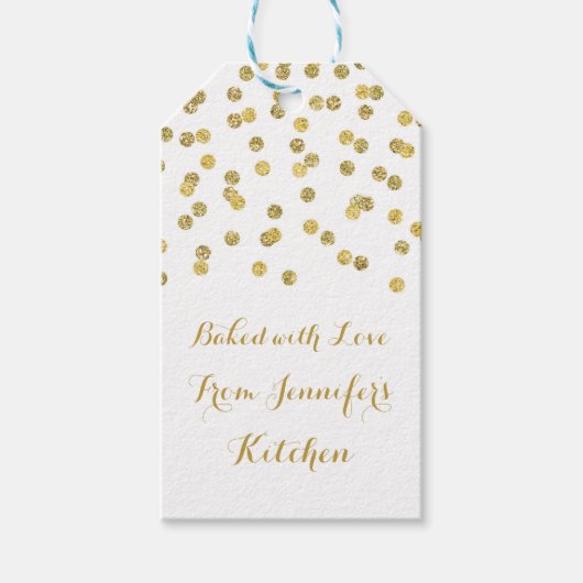 Gouden Glitter Confetti Christmas Baking Labels Cadeaulabel (Voorkant)