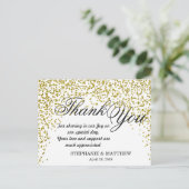 Gouden Glitter Confetti Dank u Briefkaarten (Staand voorkant)