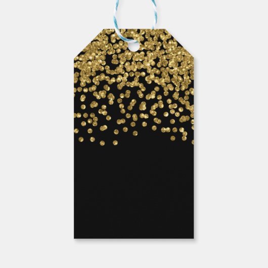 Gouden Glitter Confetti Dank u Label Verjaardag Cadeaulabel (Achterkant)