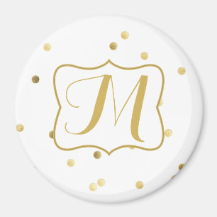 Gouden Glitter Confetti Dot Monogram Initiaal Magn Magneet