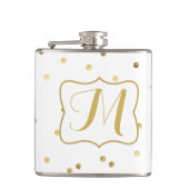 Gouden Glitter Confetti Dot Monogram Whiskey Flask Heupfles (Voorkant)